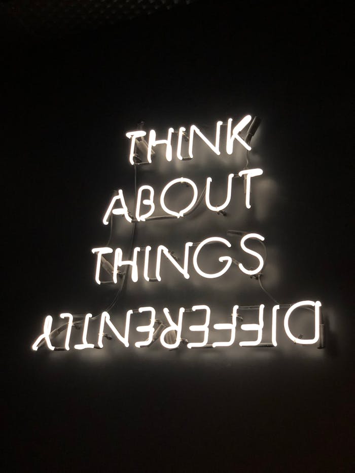 Neon sign Thing about things differently